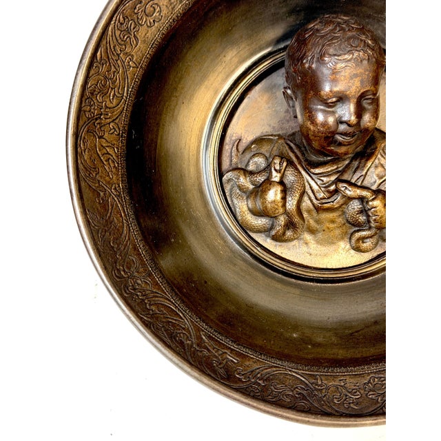 Grand Tour Patinated Metal Bowl after Hildesheim Depicting the Infant Hercules For Sale - Image 11 of 13