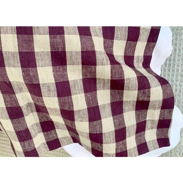 Contemporary Plum Textiles Wales Check Fig Linen For Sale - Image 3 of 3