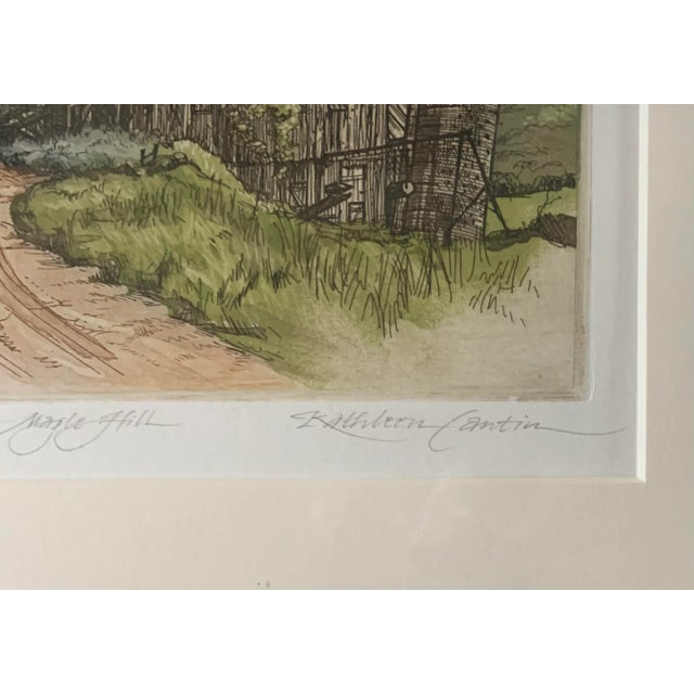 "Maple Hill" Contemporary Landscape Etching by Kathleen Cantin, Framed For Sale - Image 4 of 8