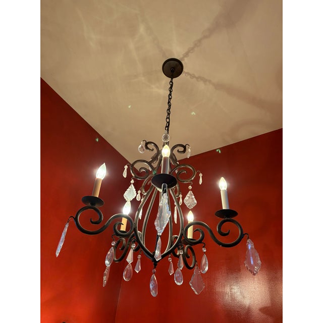 Mid-Century Modern Vintage Crystal Chandelier With Candle-Style Lights For Sale - Image 3 of 5