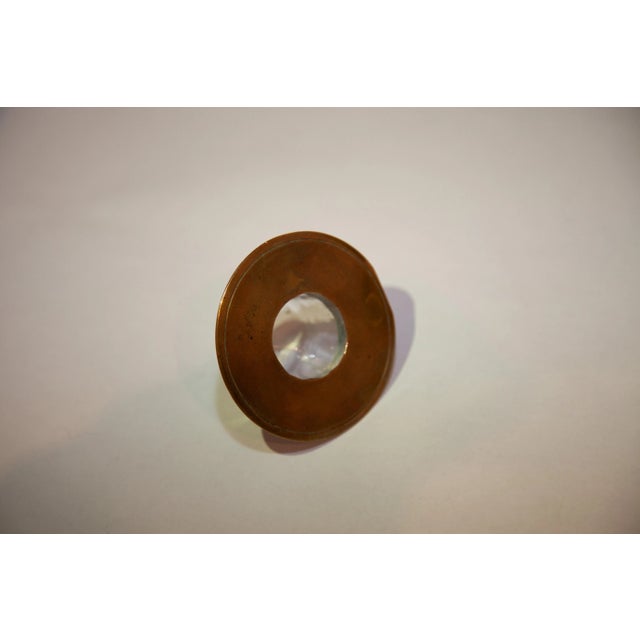 Bronze Early 1900s Arts and Crafts Brass Ship's Ink Well For Sale - Image 8 of 11