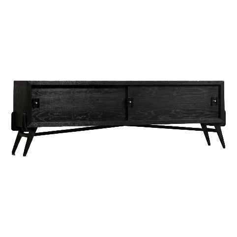 Mid-Century Modern Scandinavian Dark Oak Sideboard with Wooden and Metal Handles, 1960s For Sale