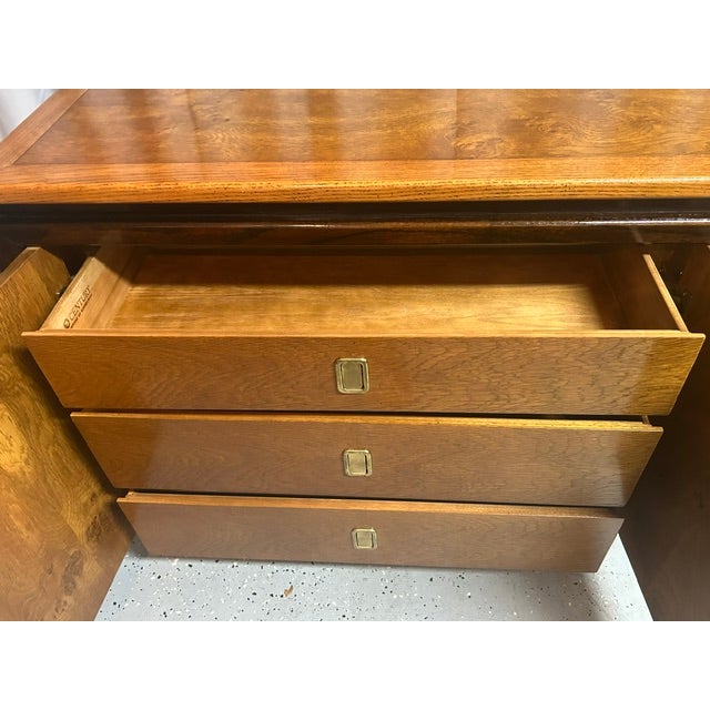 Century Furniture Late 20th Century , Century Furniture Burl Wood Display Cabinet and Buffet With Glass Hutch For Sale - Image 4 of 10
