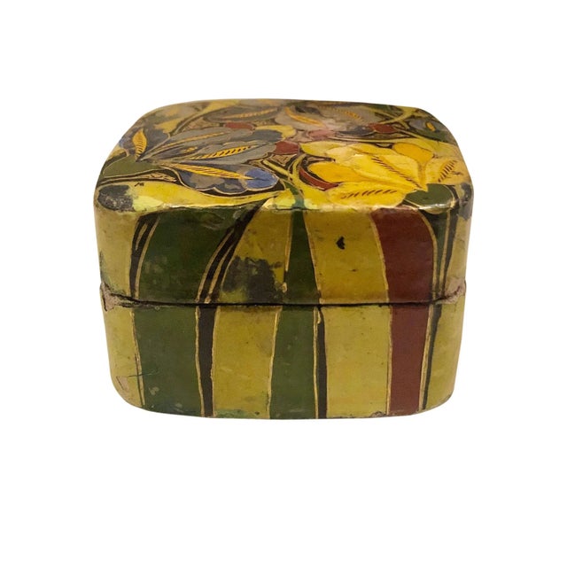 1960s Indian Hand Painted Papier Mâché Box For Sale - Image 4 of 7