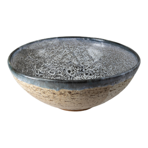Mid-Century 1974 Art Pottery Centerpiece Lava Glaze Bowl, Signed