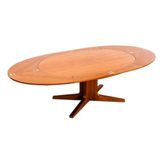 1960s Iconic Dyrlund Lotus Flip-Flap Oval Dining Table in Teak, Danish Mid Century Modern For Sale