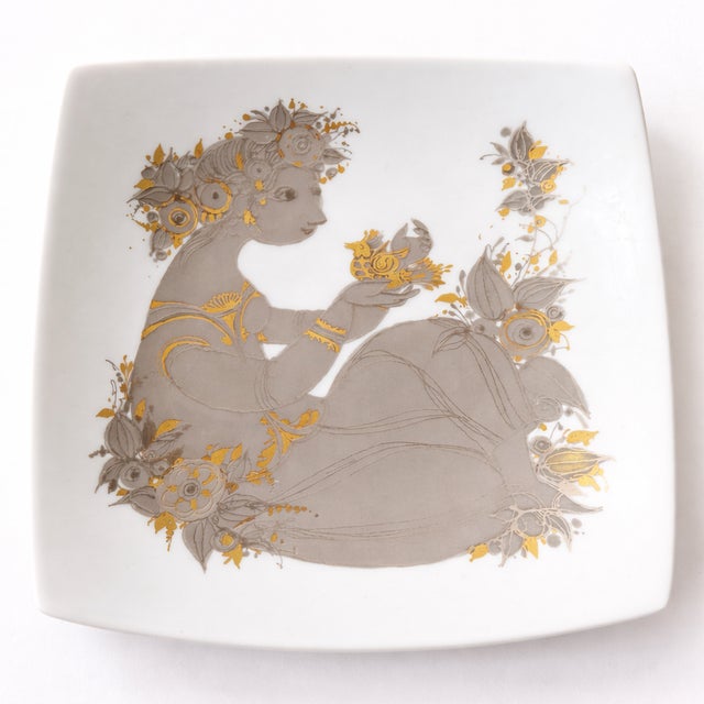 Square Porcelain Plate by Bjørn Wiinblad for Rosenthal, 1960s For Sale - Image 6 of 6