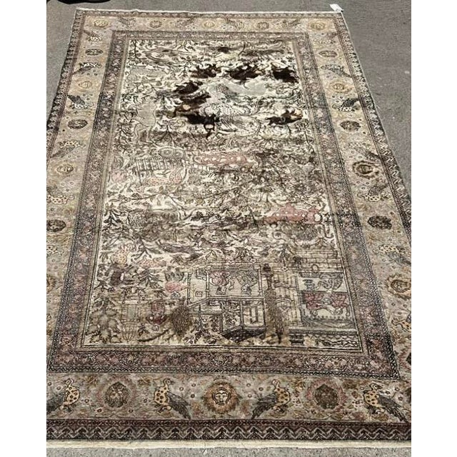 1940s Vintage Sivas Silk Rug | Safavid-Inspired Design | Silk on Cotton | 5'6" X 8'6" For Sale - Image 5 of 7