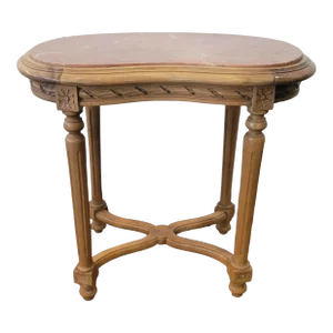 Antique 1900s French Louis XVI Side Table Marble Top