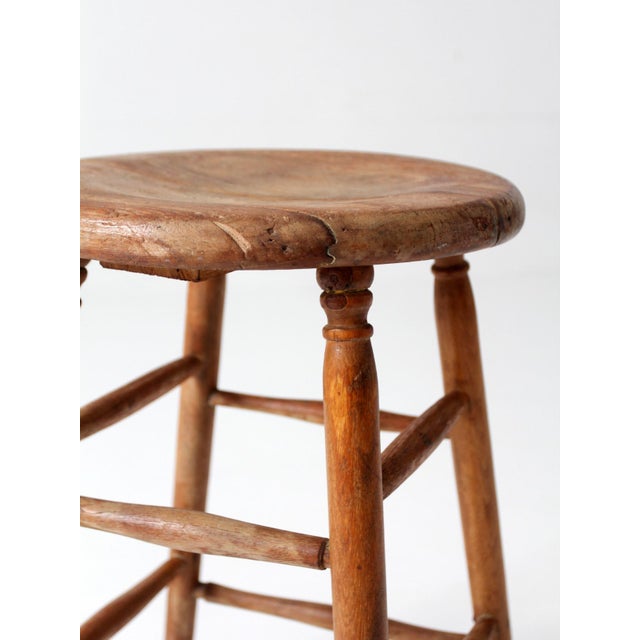 Antique Primitive Farmhouse Stool For Sale - Image 6 of 13