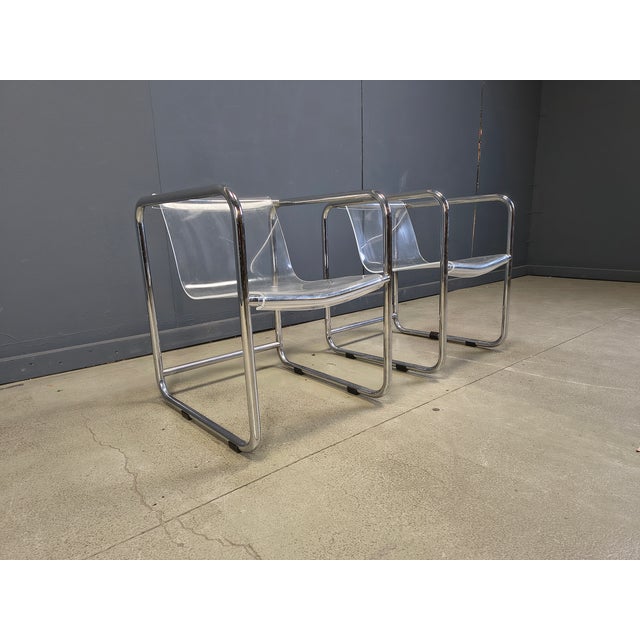 1970s Acrylic Glass and Tubular Chrome Armchairs, 1970s, Set of 2 For Sale - Image 5 of 13