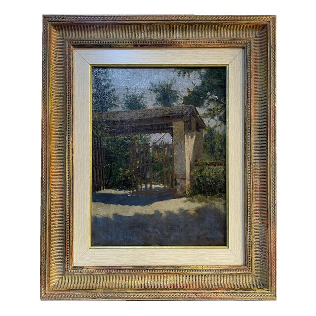 Country Gate, Oil Painting on Canvas, Early 20th Century, Framed For Sale