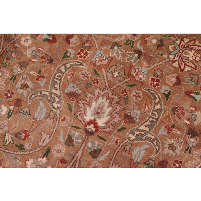 Floral 1990's Pak-Persian Dark Tan/Tan Wool Rug - 9'3'' X 11'10'' For Sale - Image 4 of 9