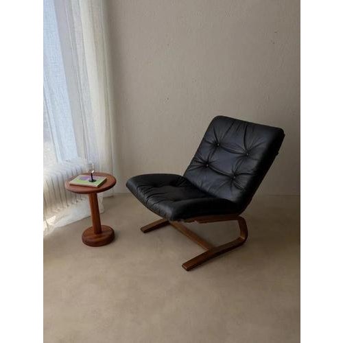Mid-Century Modern Plywood Chair in Black Leather, 1970s For Sale - Image 11 of 11