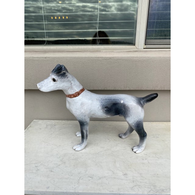 Large Majolica Terracotta Dog Terrier Bavent For Sale - Image 4 of 9