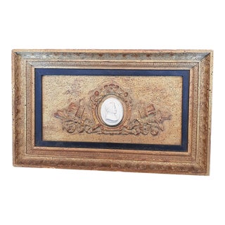 Vintage Italian Intaglio Gilt Louis XV Small Framed Wall Art For Sale