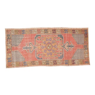 Vintage Distressed Oushak Rug Runner - 3'11" x 8'2" For Sale