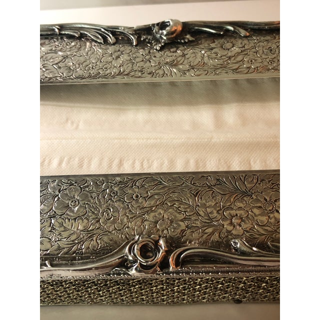 1940s Silverplate Repoussé Tissue Box Cover For Sale - Image 10 of 12