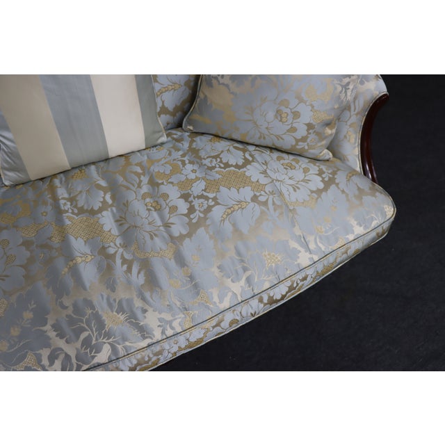 Kindel Hepplewhite Style Mahogany Upholstered Camelback Sofa For Sale - Image 9 of 17