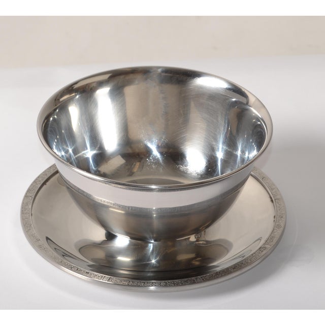 1969 Vintage Stainless Steel Attached Plate Egg Bowl Gravy Boat Hollowware Marked For Sale In Miami - Image 6 of 12