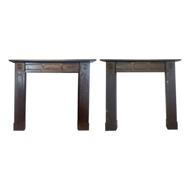 Antique Irish Regency Slate Fireplace Mantels, 1810s, Set of 2 For Sale