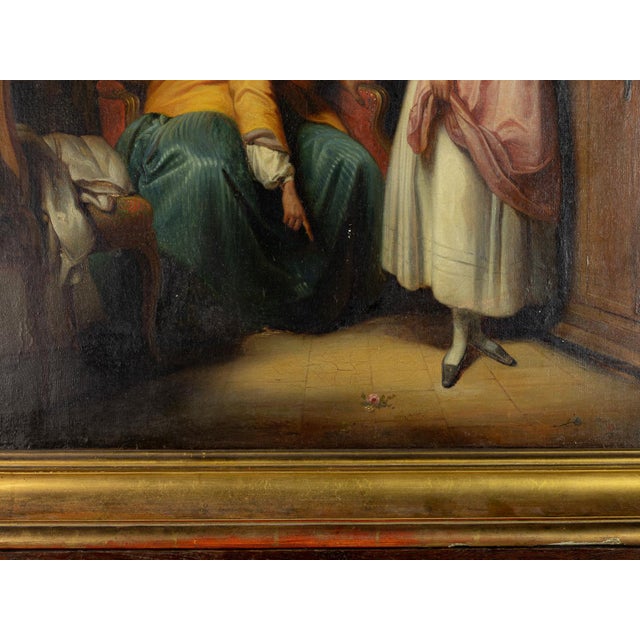 A 19th-century painting titled “la fille grondée” (the disobedient daughter), by french artist paul-émile destouches...