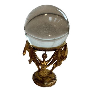 Art Deco Style Crystal Visions 1989 Franklin Mint Crystal Ball For Sale