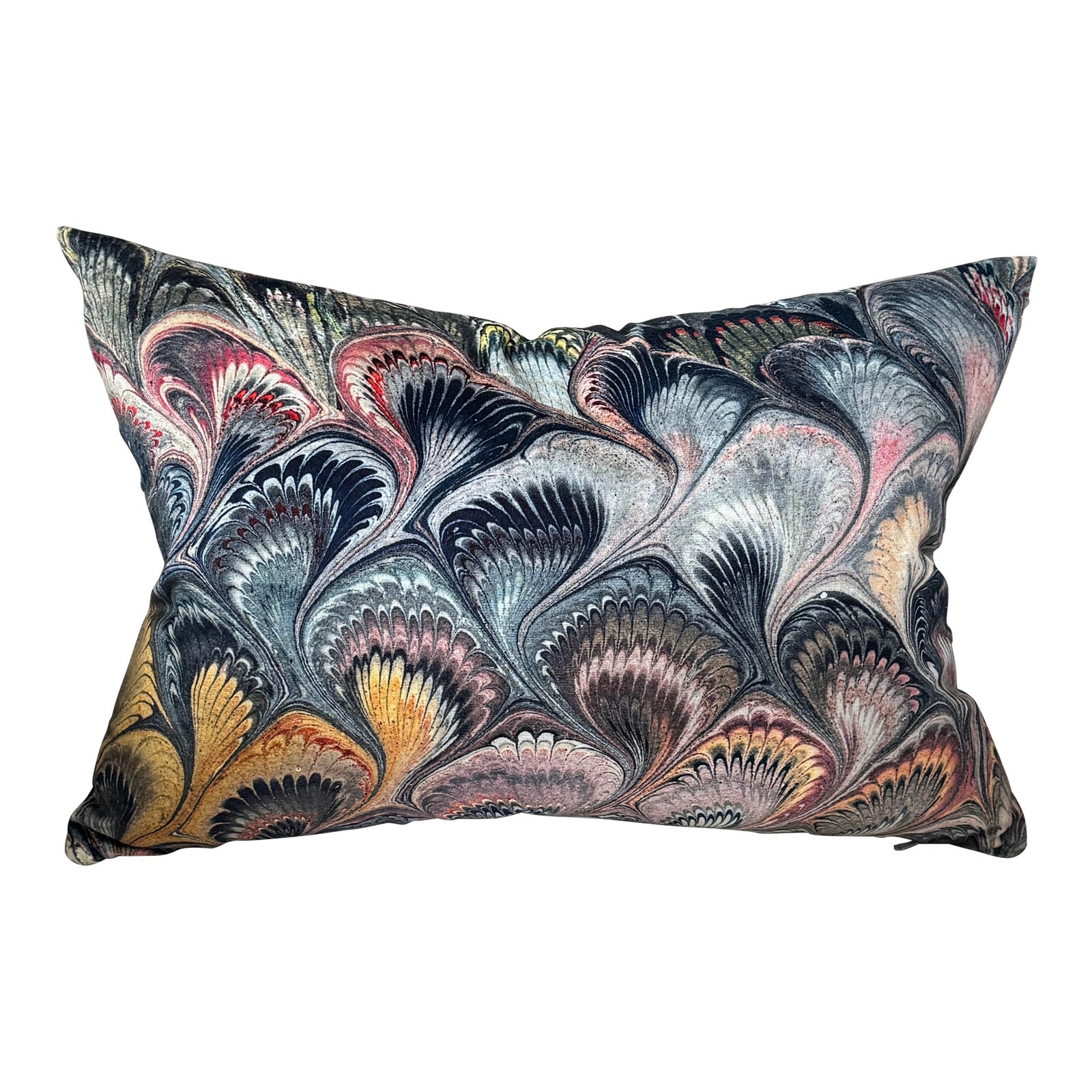 Beata Heuman Marbelized Velvet Lumbar Pillow | Chairish