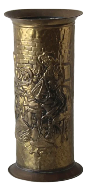 Early 20th Century Arts and Crafts Embossed Brass Stick Umbrella Stand