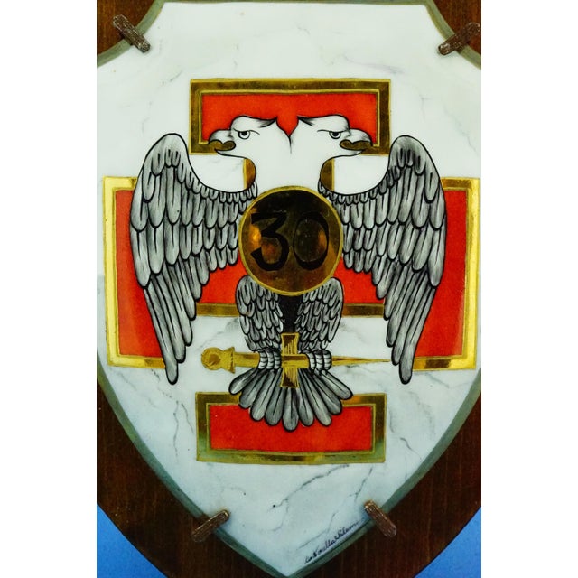 Ceramic 20th Century Heraldic Plaques in Ceramic on Wood by Antonella Salemi for Freemasonry Scottish Rite, 1970s, Set of 4 For Sale - Image 7 of 18