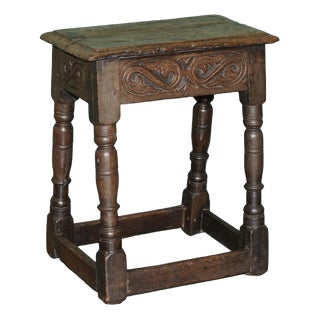 Charles II Carved Oak S-Scroll Stool, 1660s For Sale
