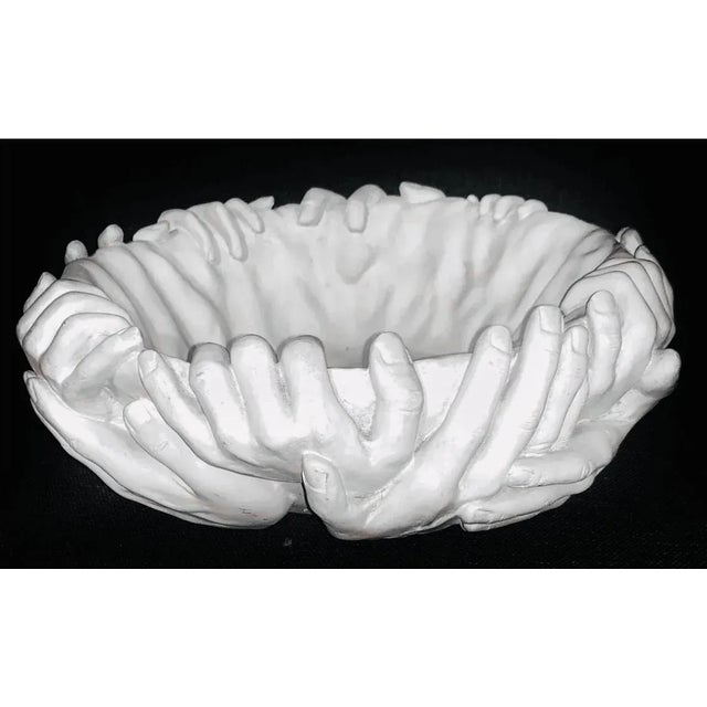 Off-white Fornasetti Jonathan Adler Insp "15 Perpetual Hands" Vitruvian Tms Pop Art Sculpture Centerpiece Bowl For Sale - Image 8 of 12