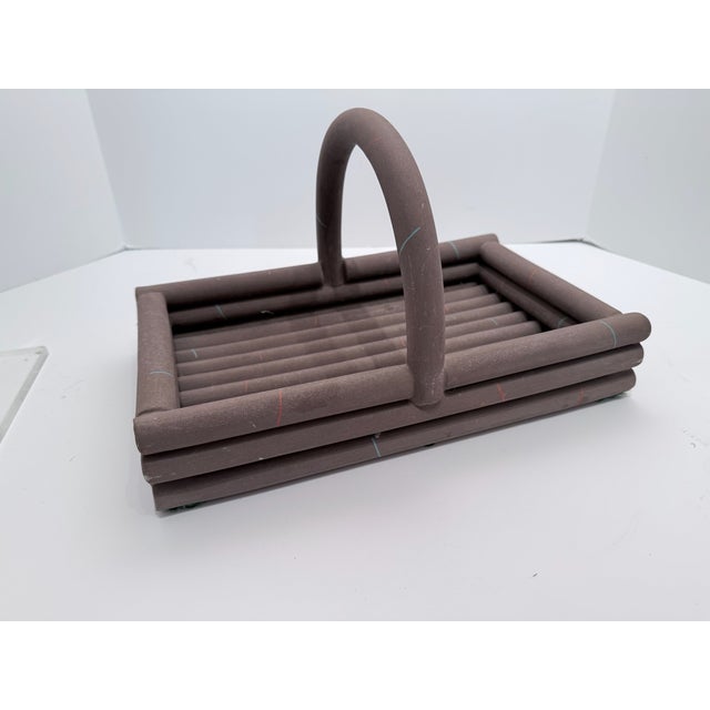 Brown Vintage Karl Springer Matte Bisque Porcelain Basket Centerpiece For Sale - Image 8 of 15