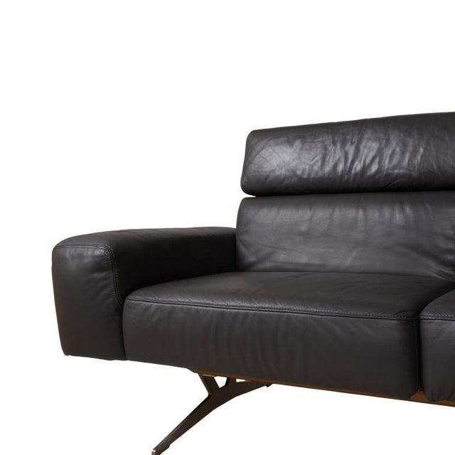 Gray Monroe Leather Corner Sofa in Grey Anthracite and Wood Brown with Right Chaise Lounge and Manual Function from Koinor For Sale - Image 8 of 18