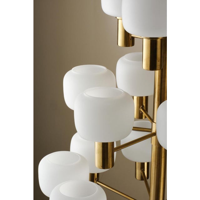 Metal Swedish Brass Chandelier attributed to Fagerhults, 1960s For Sale - Image 7 of 10