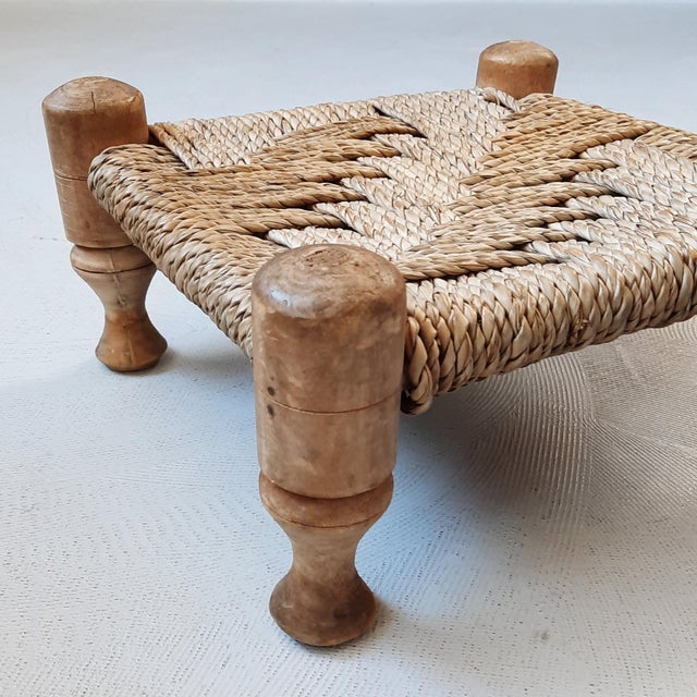 Wood and Rope Ottoman, 1960s For Sale - Image 4 of 5