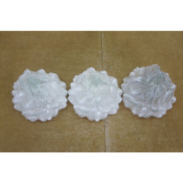 Antique French Empire Frosted Glass Flambe Flame Torch Lamp Chandelier Shades - Set of 3 For Sale - Image 4 of 15