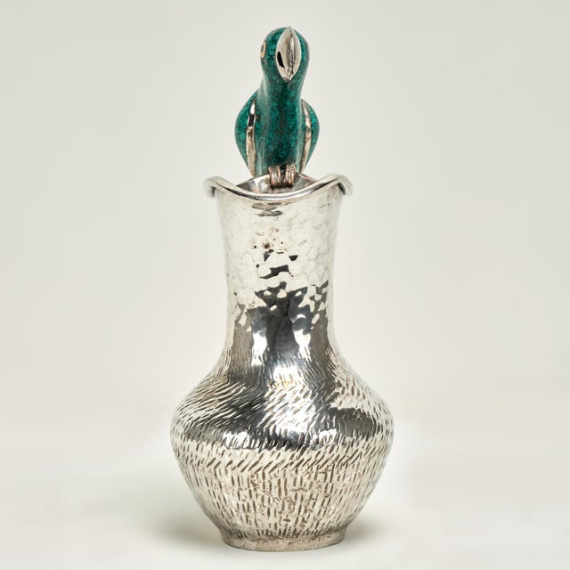 Mid-Century Modern Mid Century Los Castillos Silver on Copper Pitcher With Parrot Handle For Sale - Image 3 of 7