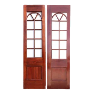 Vintage Solid Mahogany and Beveled Glass Single Interior Room Divider Doors - A Pair