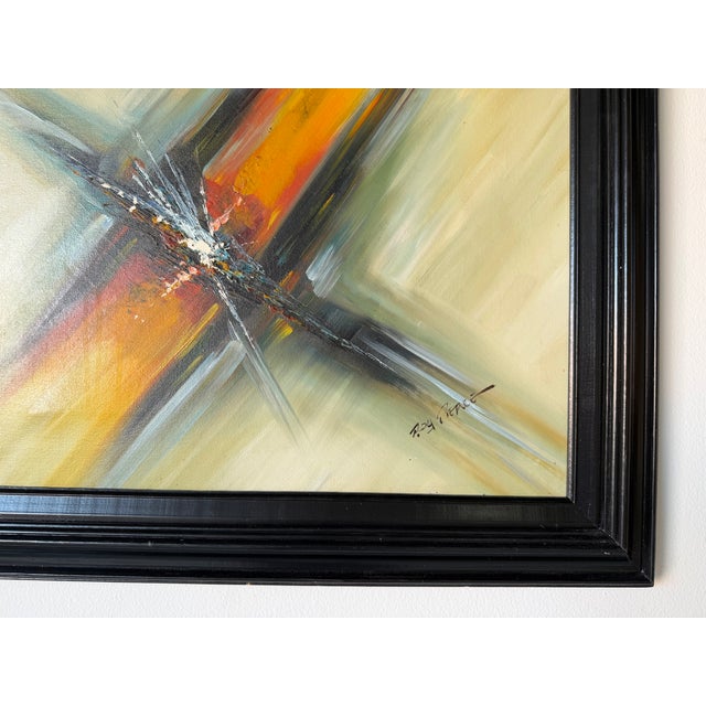 Wood Vintage Roy Pierce Abstract Expressionist Oil on Canvas Painting – Framed For Sale - Image 7 of 10