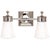 Siena Double Sconce in Polished Nickel with White Glass Height: 8.25" Extension: 6" Backplate: 4.75" Square Mounting:...