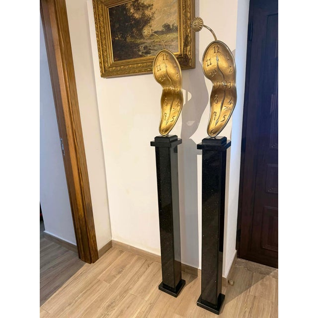 Mid-Century Modern Salvador Dali, Profile of Time (Time in the Fourth Dimension), 1970 - A Pair Mounted on Marble Columns For Sale - Image 3 of 16
