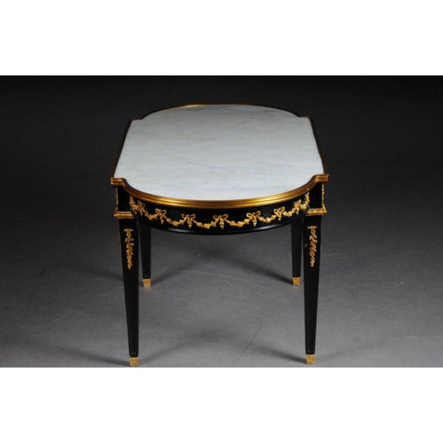 White 1960s Designer Couch Table in Louis XVI Black, White Marble For Sale - Image 8 of 10