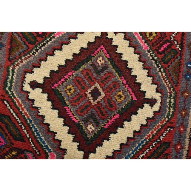 Hamedan Runner 2’9” X 9’4” Red Wool Vintage Tribal Hand-Knotted Oriental Rug For Sale - Image 4 of 14