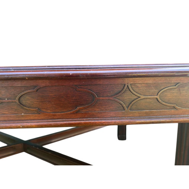 Gothic Vintage Henkel Harris Coffee Table in Satinwood or Tulipwood and Banded Flame Mahogany For Sale - Image 3 of 12