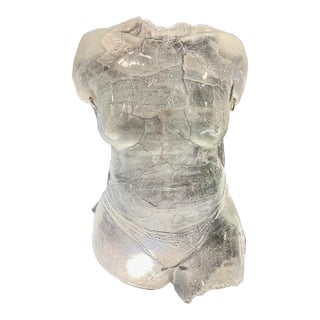 Glass Female Torso Sculpture Dated 1989 For Sale