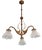 Antique Art Nouveau Chandelier in Brass and Scalloped Frosted Glass, 1890s For Sale