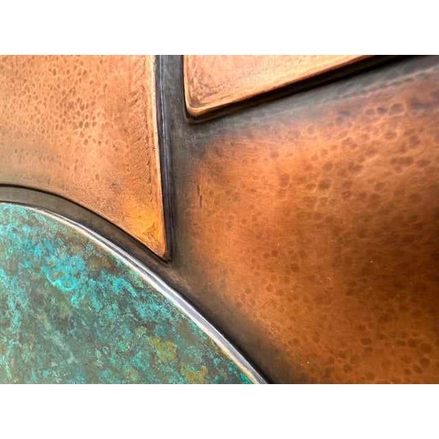 Abstract Geometric Copper Wall Sculpture With Verdigris For Sale - Image 13 of 14
