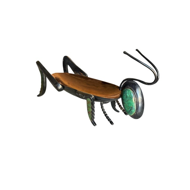 Los Castillo Late 20th Century Los Castillo Grasshopper Copper Silver Plated Dish For Sale - Image 4 of 10