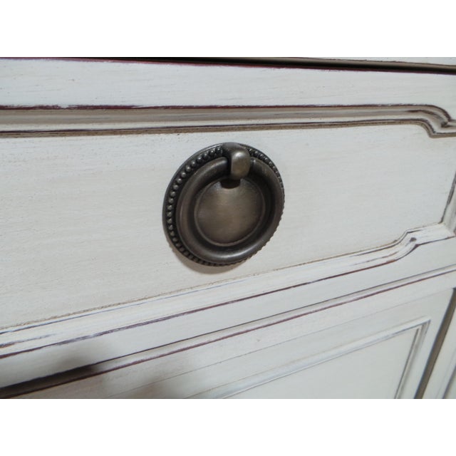 This is a unique Gustavian style 9 drawer dresser. its been restored and repainted with Milk Paints "Oyster White"